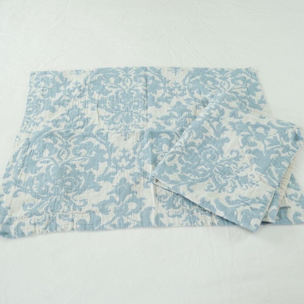 Pottery Barn Jacquard Medallion Duvet Cover Full Queen 2 Standard Shams Blue - Picture 10 of 16